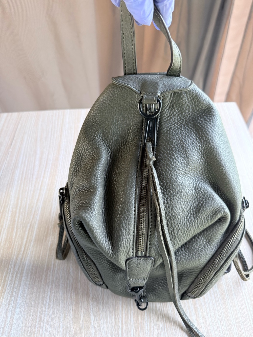 Rebecca Minkoff Olive Green Pebbled Leather Backpack